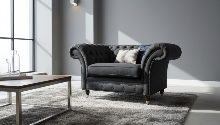 Chesterfield Sessel Fernseh Couch 1 Sitzer Sofa Textil Stoff Couchen Polster 201