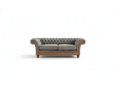 XXL Sofa 3 Sitzer Couch Chesterfield Polster Sitz Garnitur Leder Textil Neu Grau