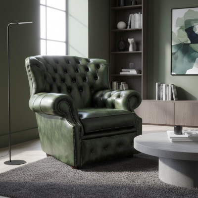 Chesterfield Samt Ohrensessel 1 Sitzer Designer Leder Fernseh Stoff Polster Neu