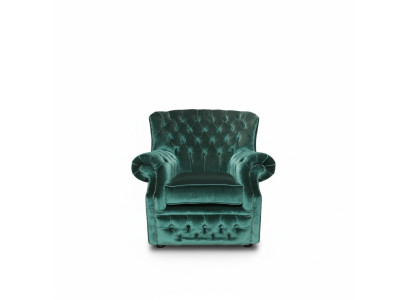 Chesterfield Samt Grün Ohrensessel 1 Sitzer Sessel Couch Sofa Fernsehsessel Neu