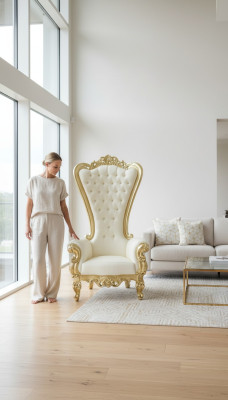 Thron Sessel Königlicher Polster Chesterfield Samt 1 Sitzer Antik Stil Stühle