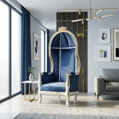 Thron Sessel Königlicher Polster Chesterfield Samt 1 Sitzer Antik Stil Stühle