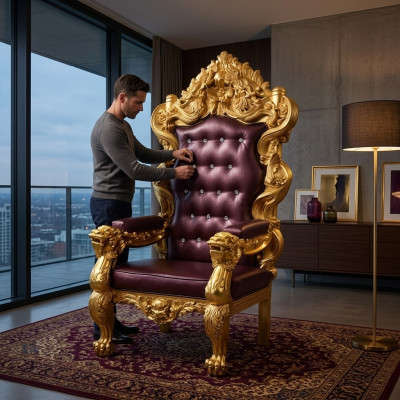 Thron Sessel Königlicher Polster Chesterfield Samt 1 Sitzer Antik Stil Stühle