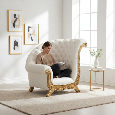  Thron Sessel Königlicher Polster Stühle Chesterfield Samt 1 Sitzer Antik Stil