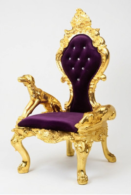 Thron Sessel Stühle Königlicher Polster Chesterfield Samt 1 Sitzer Antik Stil