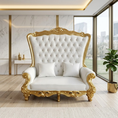 Thron Sofa Couch Königlicher Polster Chesterfield Samt Antik Stil Zweisitzer