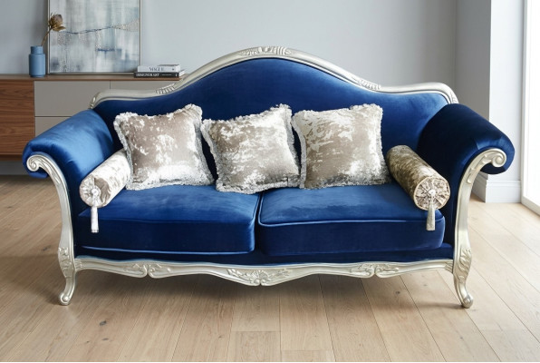 Zweisitzer Thron Sofa Königlicher Polster Samt 2 Sitzer Antik Stil Chesterfield
