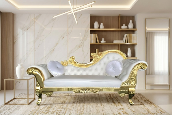 Edle Chesterfield Recamiere antik stil Chaiselongue Chaise Longue Sofa Liege Neu
