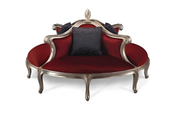 Rund Sofa Polster Couch Polster Chesterfield Samt 4 Sitzer Antik Stil 