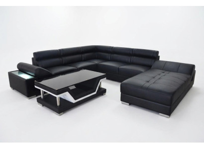 Ledersofa Couch Wohnlandschaft Eck Garnitur Design Modern Sofa U-Form