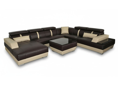 Ledersofa Wohnlandschaft Eck Garnitur Design Modern Sofa Dekorative U-Form