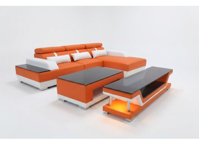 Ledersofa Wohnlandschaft Eck Garnitur Design Modern Sofa L-Form Chaise
