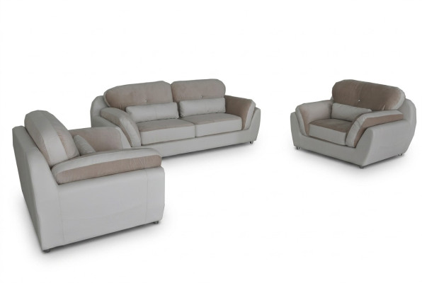 Leder Textil Sofa Polster Sitz Set Garnitur Design Sofagarnitur 3+1+1 Sessel