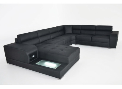 Ledersofa Couch Wohnlandschaft Garnitur Design Modern Ecke Sofa U-Form G8029