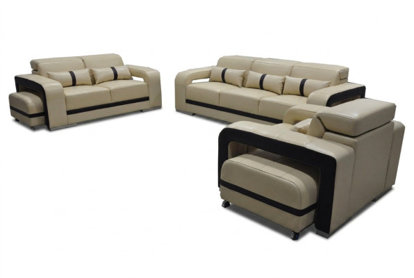 Sofa Leder Couch Polster Garnitur 3+2+1 Sitz Komplett Set Design Neu
