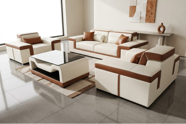3+2+1 Sofa Couch Polster Leder Stoff Couchen Sofas +Tisch Komplett Garnitur Neu