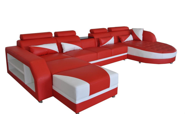 Eck Sofa Polster Couch Sitz Ecke Leder Garnitur Moderne Wohnlandschaft