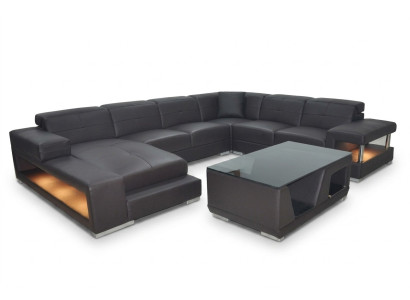 Ledersofa Ecke Wohnlandschaft Garnitur Design Modern Ecksofa Sofa U-Form G8017