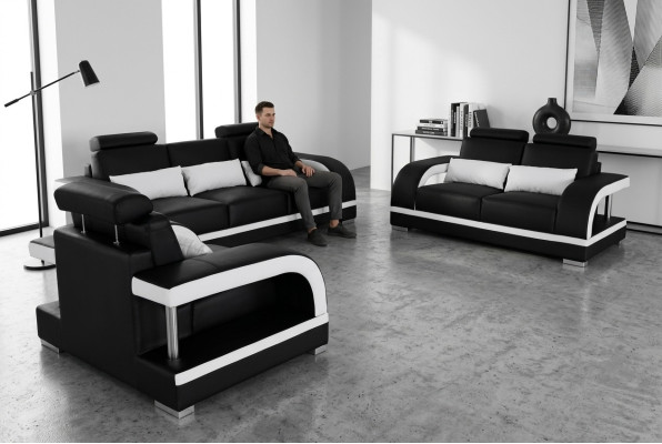 3+2+1 Garnitur Leder Sofa Couch Couchen Sofas Wohnlandschaft Luxus