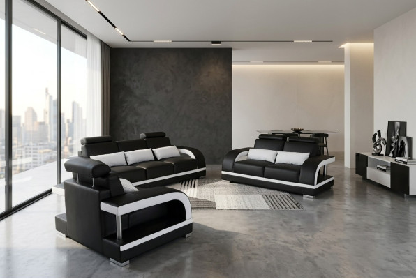 3+2+1 Garnitur Leder Sofa Couch Couchen Sofas Wohnlandschaft Luxus
