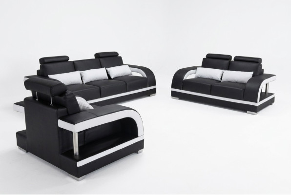 3+2+1 Garnitur Leder Sofa Couch Couchen Sofas Wohnlandschaft Luxus
