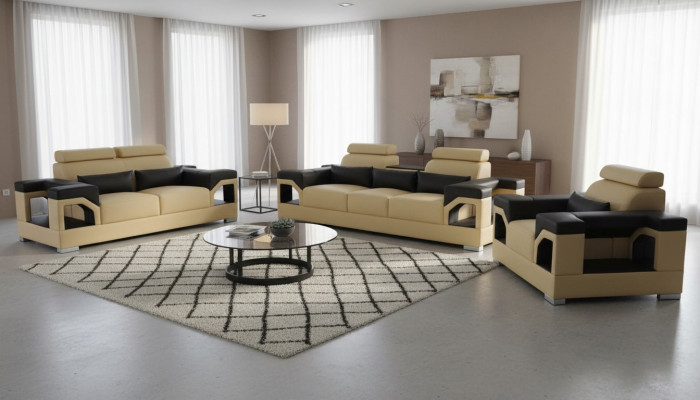 3+2+1 Garnitur Leder Sofa Couch Polster Couchen Sofas Wohnlandschaft
