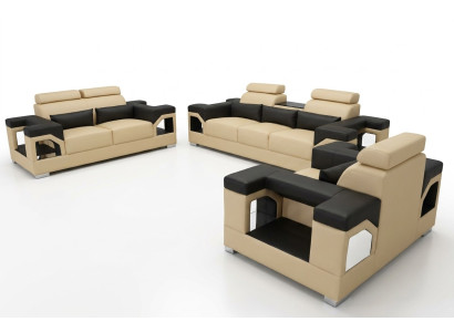 3+2+1 Garnitur Leder Sofa Couch Polster Couchen Sofas Wohnlandschaft