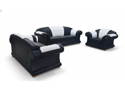 3+2+1 Garnitur Leder Sofa Couch Polster Couchen Sofas Wohnlandschaft Luxus Neu
