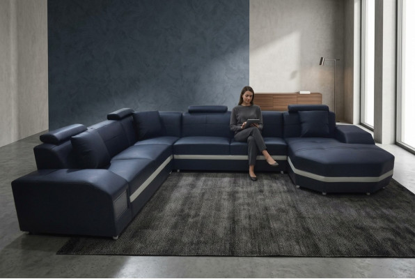 Ecke Leder Modern XXL Couch Wohnlandschaft Sitz Polster Couchen Sofa U-Form Neu