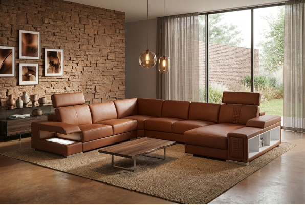Wohnambiente mit einem U-förmigen Designer-Ecksofa