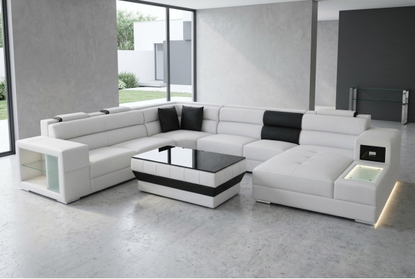 Ecke Leder Modern XXL Couch Wohnlandschaft Ledersofa Sofa U-Form B2006