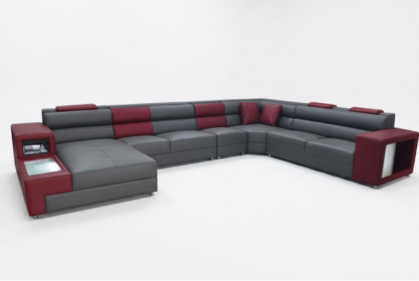 Designer Leder Polster Sitz Ecke Leder Sofa Polster Eck Landschaft Zimmer XXL
