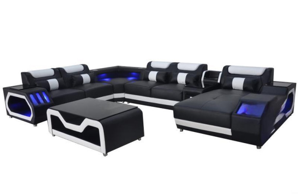 Design Leder Polster Sitz Ecke Leder Eck Landschaft Zimmer Neu Wohn Sofa Polster