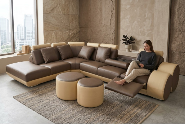 XXL Couch Big Eck Sofa Leder Eck Garnitur Ecke Landschaft Polster L Form