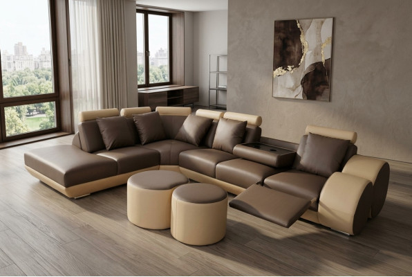 XXL Couch Big Eck Sofa Leder Eck Garnitur Ecke Landschaft Polster L Form