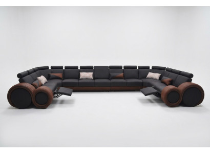 XXL Couch Big Eck Sofa Leder Eck Garnitur Landschaft Ecke Polster Wohn