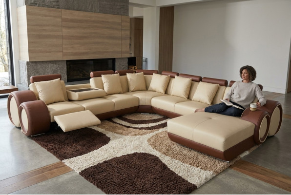 Couch Eck Sofa Leder Eck Garnitur Ecke Landschaft Polster Deko Design Wohn