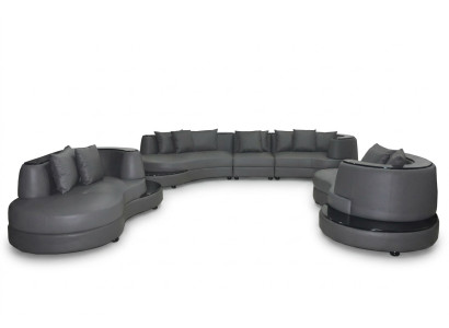 Luxus Wohn Eck Leder Deko Garnitur Landschaft Polster Ecke XXL Big Sofa