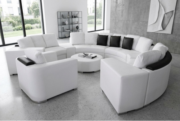 Runde Eck Sofa Couch XXL Big Rund Couchen Wohnlandschaft U Form Rund Polster Neu