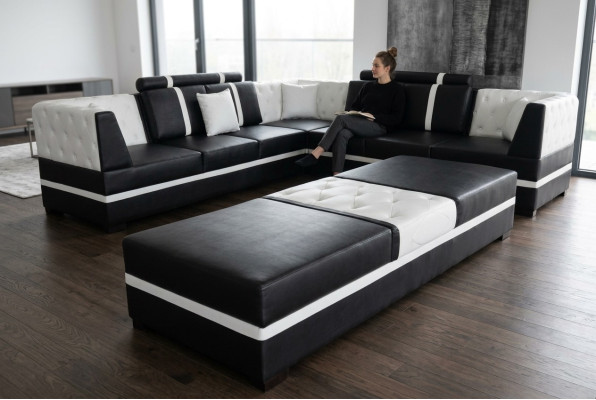 Eck Sofa Couch Wohnlandschaft Leder Couchen Polster Ecke Sitz Garnitur