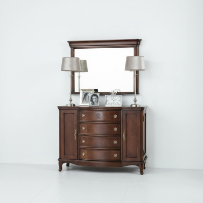Spiegel + Kommode Schrank Kommoden Anrichte Schlafzimmer Set Holz Antik Stil Neu