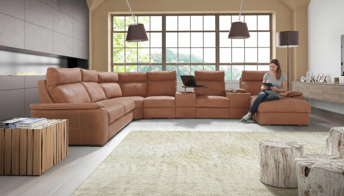 Wohnlandschaft Ecksofa Ablage Kühlfach Bettfunktion Schlaf Sofa Couchen Polster