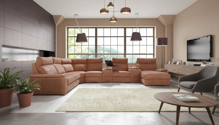 Wohnlandschaft Ecksofa Ablage Kühlfach Bettfunktion Schlaf Sofa Couchen Polster