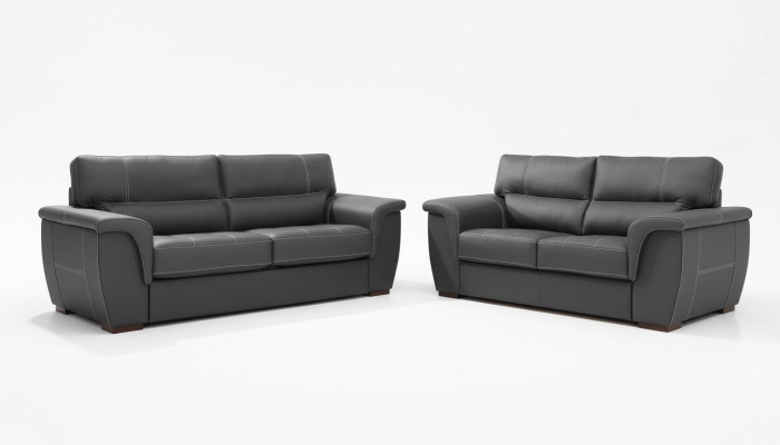 Leder Design Couch Polster Sitz Garnitur Sofa Garnituren 3+2 Leder Sofas Set Neu