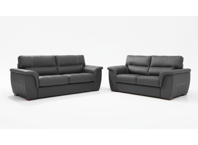 Leder Design Couch Polster Sitz Garnitur Sofa Garnituren 3+2 Leder Sofas Set Neu