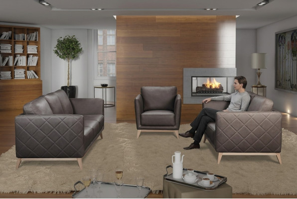 Leder Design Couch Polster Sitz 3+1+1 Garnitur Sofa Garnituren Kunstleder