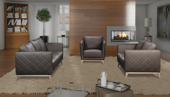 Leder Design Couch Polster Sitz 3+1+1 Garnitur Sofa Garnituren Kunstleder