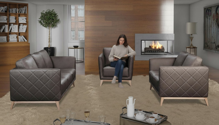 Sofagarnitur Set 3+1 Sitzer Leder Couchen Sofa Polster Garnitur Sofas