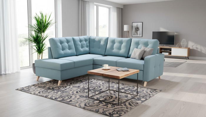 Bettfunktion Stoff Ecksofa L-Form Sofa Couch Design Couch Polster Textil Modern