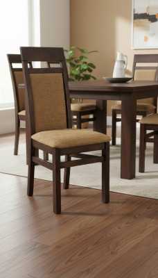 Stuhl 6x Stühle Gruppe Set Wohn - Esszimmer Garnitur Holz Lehn Textil Leder